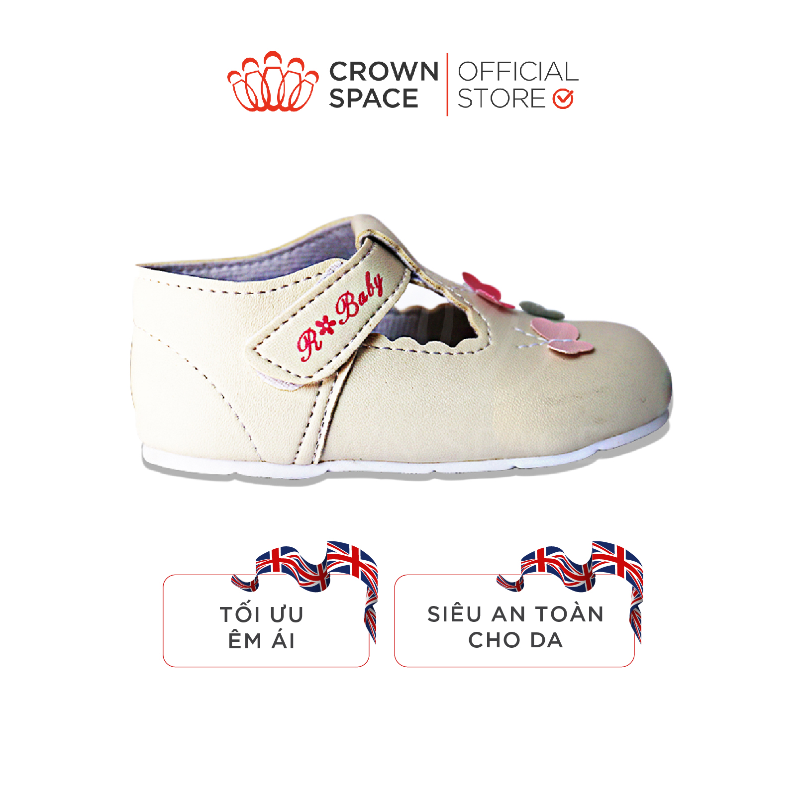Giày Tập Đi Bé Trai Bé Gái Đẹp CrownUK Royale Baby Walking Shoes Trẻ em Nam Nữ Cao Cấp 0511105 Nhẹ Êm Size 3-6/1-3 Tuổi