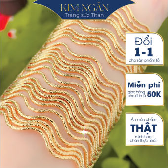 Vòng ximen titan nữ không khoá không gỉ bộ 7 vòng ximen sóng lắc tay mạ vàng 18K ximen bạch kim trang sức titan Kim Ngân 02