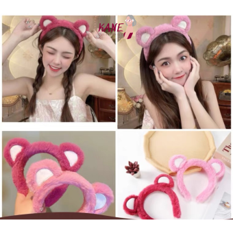 Bờm Cài Tóc Gấu Hồng Lotso Mềm Mịn Xinh Xắn Kane, Băng Đô Cài Tóc màu hồng Rửa Mặt Kute dễ thương