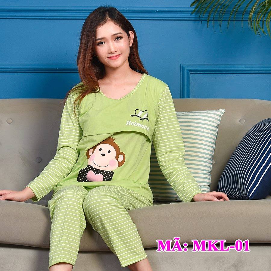 Bộ đồ bầu và sau sinh khi xanh lá - 100% cotton