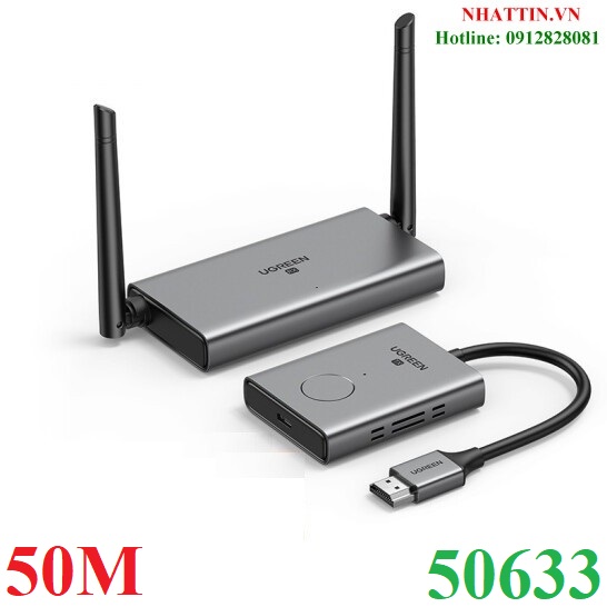Bộ phát nhận tín hiệu hdmi+vga không dây 50m 1080p@60hz sóng 5ghz ugreen 50633 cao cấp