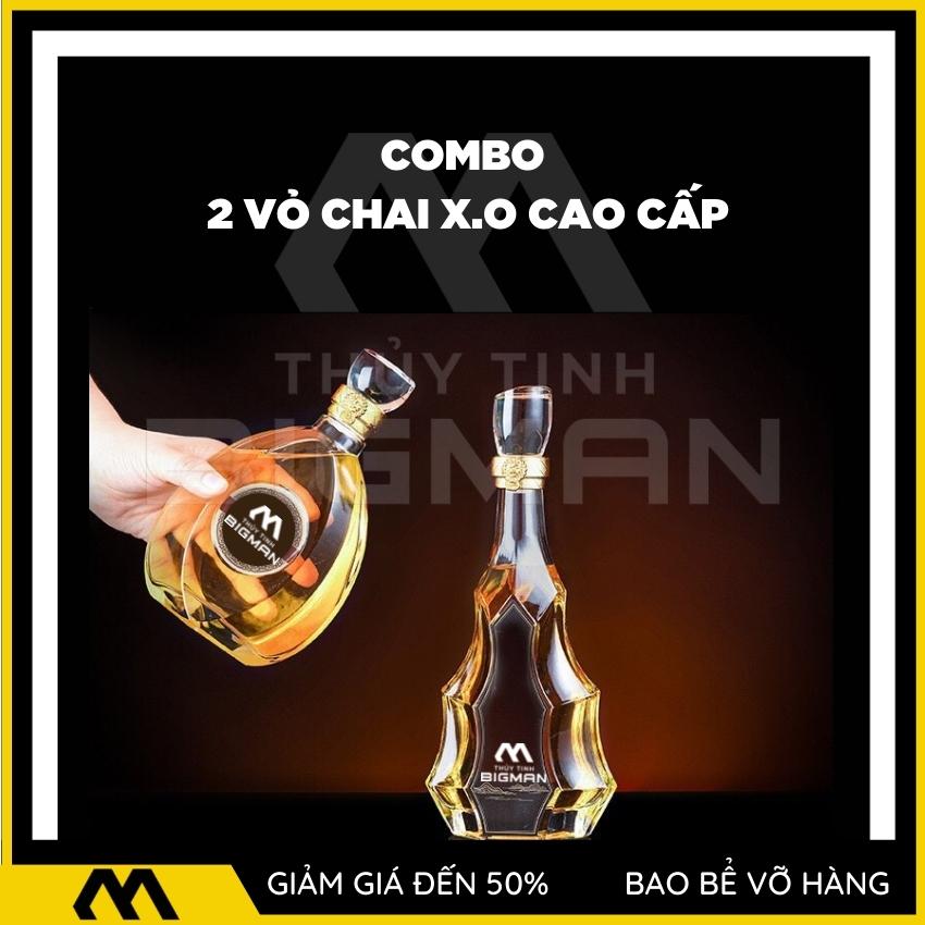 Vỏ Chai rượu thủy tinh kiểu dáng vỏ chai r.ượu ngoại nắp thủy tinh đặt đúc nguyên khối sang trọng tiếp đãi khách CB-M3233 - BIGMANSTORE