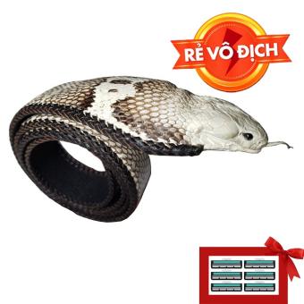 Thắt lưng da rắn hổ mang nguyên con Ruby Luxury  tặng 6 lưỡi dao cạo râu kép trị giá 60.000 đ