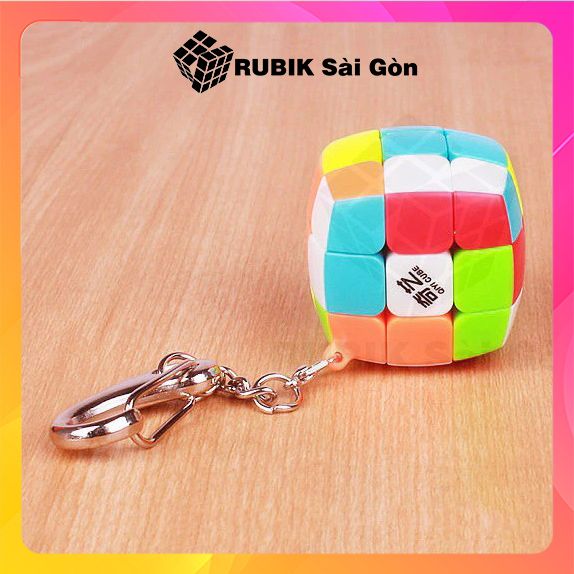 Móc chìa khóa rubik 3x3 stickerless qiyi cube, keychain móc ba lô cách điệu nhỏ xinh cho tín đồ của rubik