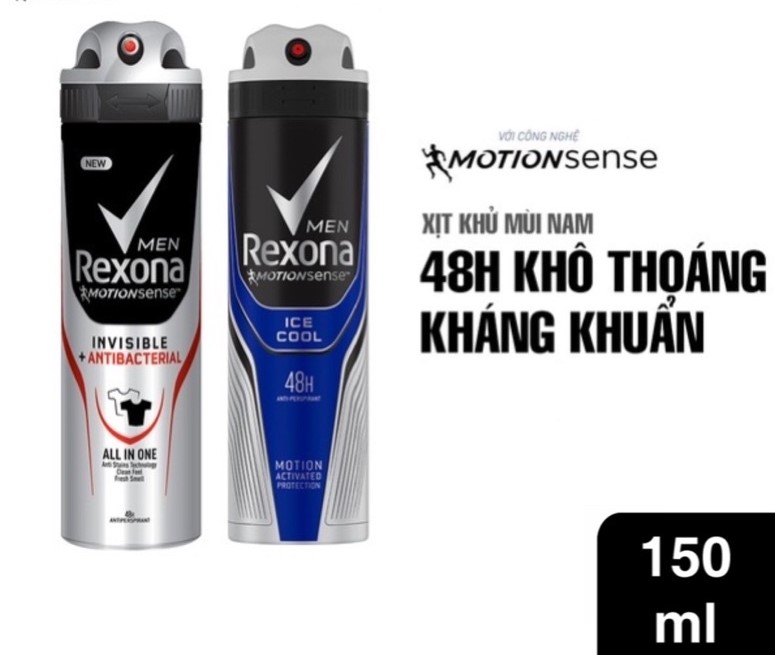 [NHẬP KHẨU ÚC] Xịt Khử Mùi Nam Rexona Mát Lạnh/ Kháng Khuẩn Ngăn Ố (150ml)
