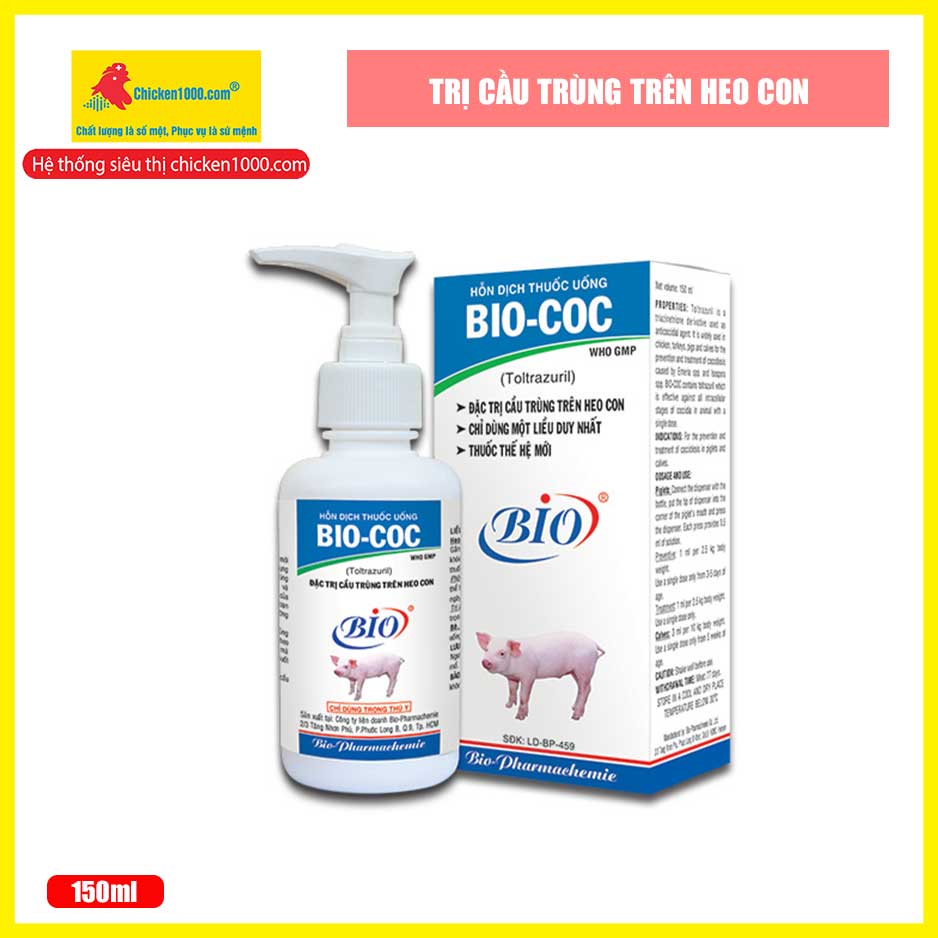 Thuốc thú y bio coc đặc trị cầu trùng heo con chai 150ml