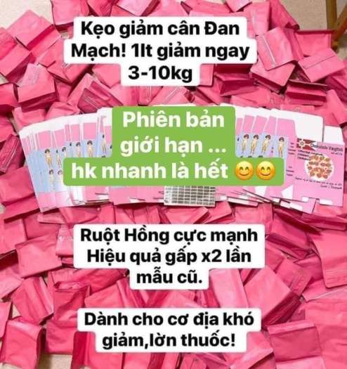 Kẹo socola giảm cân Đan Mạch thần thánh hộp màu Hồng - Cam kết hàng chính hãng