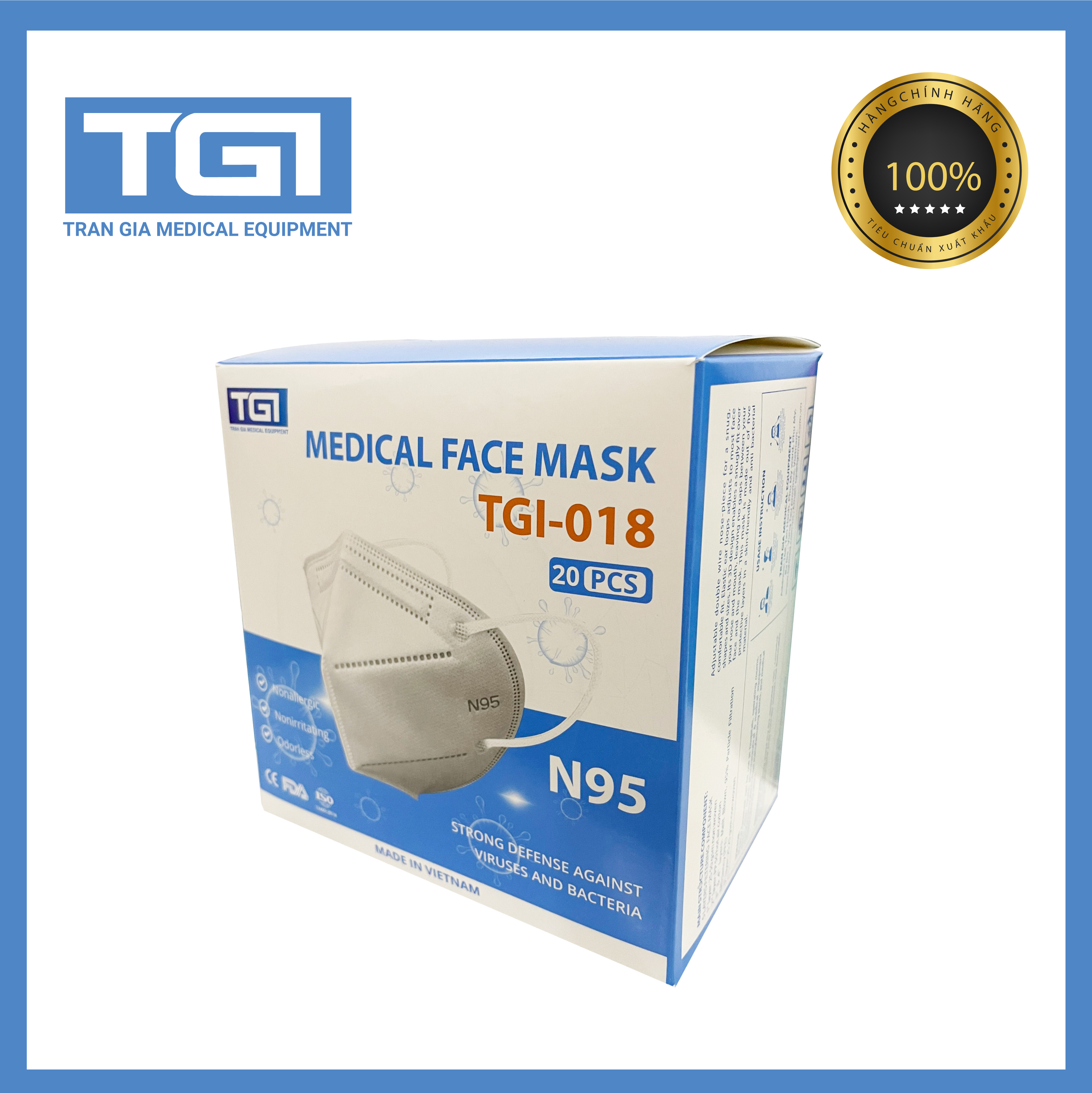 Khẩu trang y tế tgi-018 - chính hãng 1 hộp/20 cái