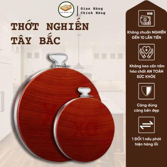 Thớt gỗ nghiến Tây Bắc size 35cm kèm đai inox 1 (có bán đai)