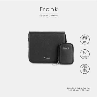 Túi Đeo Chéo Nam Da Bò Taiga Cao Cấp FRANK Chris Duo Messenger Bag Túi Đựng Điện Thoại, Ipad Mini Cho Nam-Đen Midnight