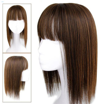 Tóc Giả Thẳng Có Mái Tóc Giả Tổng Hợp, Tóc Giả Thẳng Tự Nhiên Mềm Màu Nâu Nhạt Dày Cho Nữ