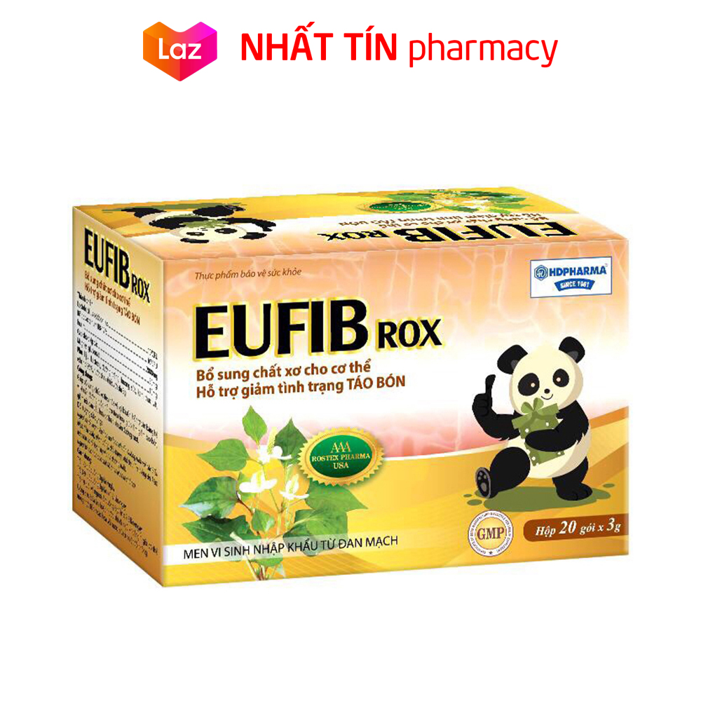 Men vi sinh giảm táo bón, giảm tiêu chảy, bổ sung chất xơ cho bé EUFIB Rox - Hộp 20 gói - NHẤT TÍN PHARMACY