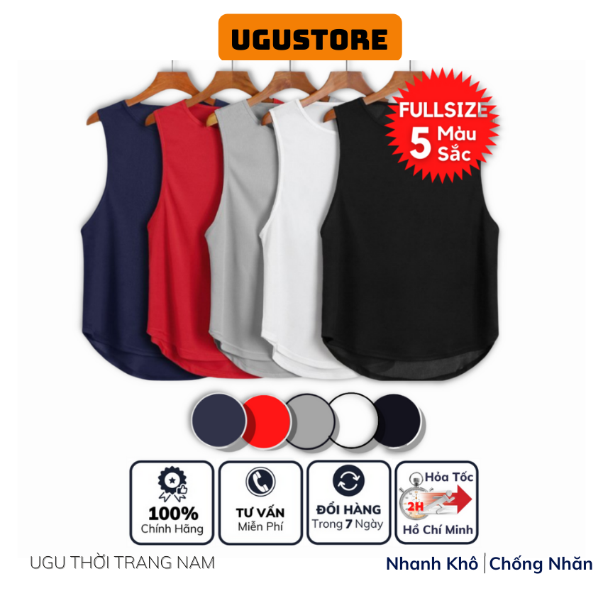 Áo ba lỗ nam form rộng hàn quốc, Áo ba lỗ rộng nách nam tanktop trơn cao cấp