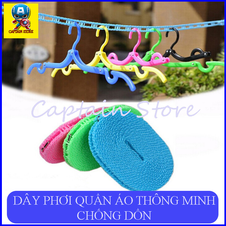 Dây phơi quần áo thông minh - dây phơi quần áo chống dồn có móc treo dài 5m giúp chống dồn quần áo, Cuộn dây phơi đồ thông minh chống dồn đa năng dài 5m