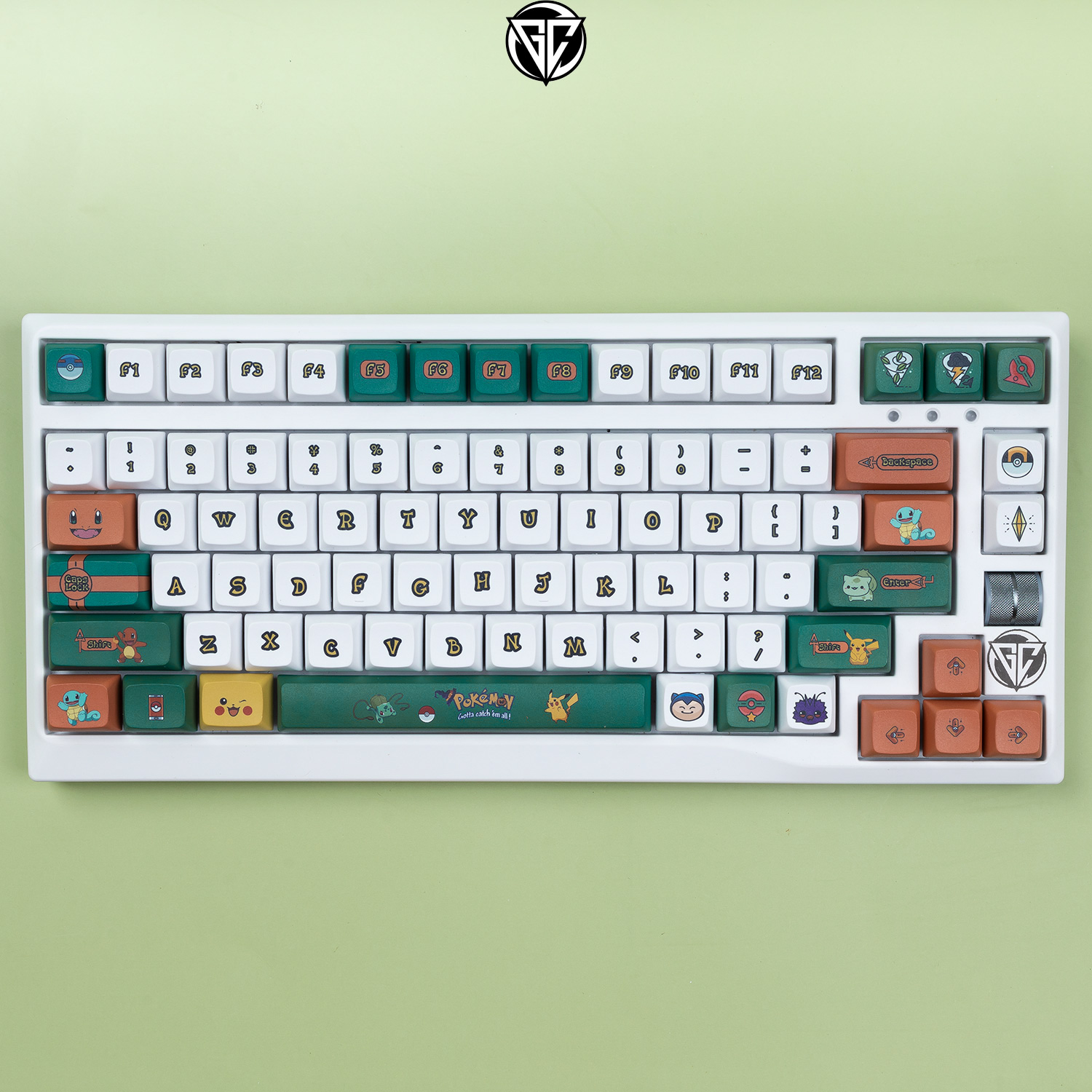 Keycap pokemon xanh lá 128 nút bàn phím cơ thick pbt xda profile