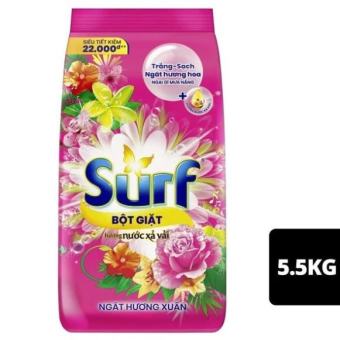 Bột giặt Surf 5,5KG, bột giặt Surf ngát hương xuân 5,5kg - Hương nước xả vải, bột giặt Surf hương nước xả vải 5.5kg