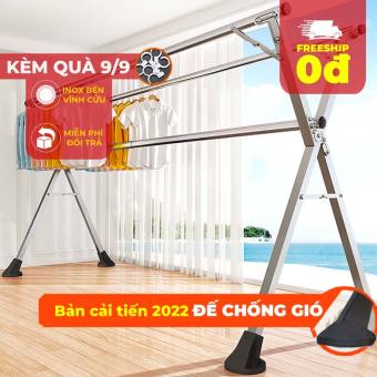 Giàn Phơi Quần Áo Thông Minh Bản NÂNG CẤP 2021 CÓ BÁNH XE. Tặng Kèm 20 MÓN PHỤ KIỆN Loại Sào, Giá INOX Treo Quần Áo Gấp Gọn Đa Năng