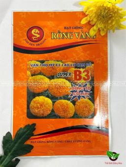 Hạt giống vạn thọ Mỹ F1 cao lỡ cam đỏ Super B3 (Bông to cổ lùn) Rồng vàng 1g