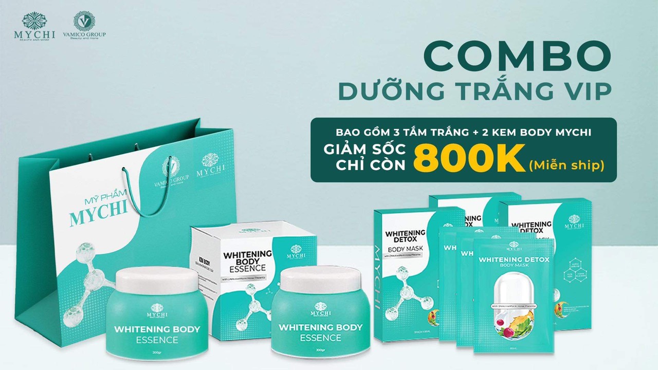 Bộ sản phẩm kem body và tắm trắng da mychi dưỡng body siêu trắng