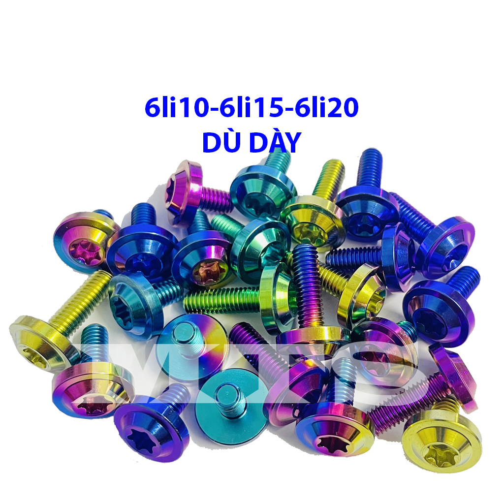 [HCM]Bộ 10 ỐC TITAN GR5 6li10,6LI15,6LI20 DÙ TO DÀY Bắt Cate/Hộp Xích/Nón Bảo Hiểm,ÁO..-MTS