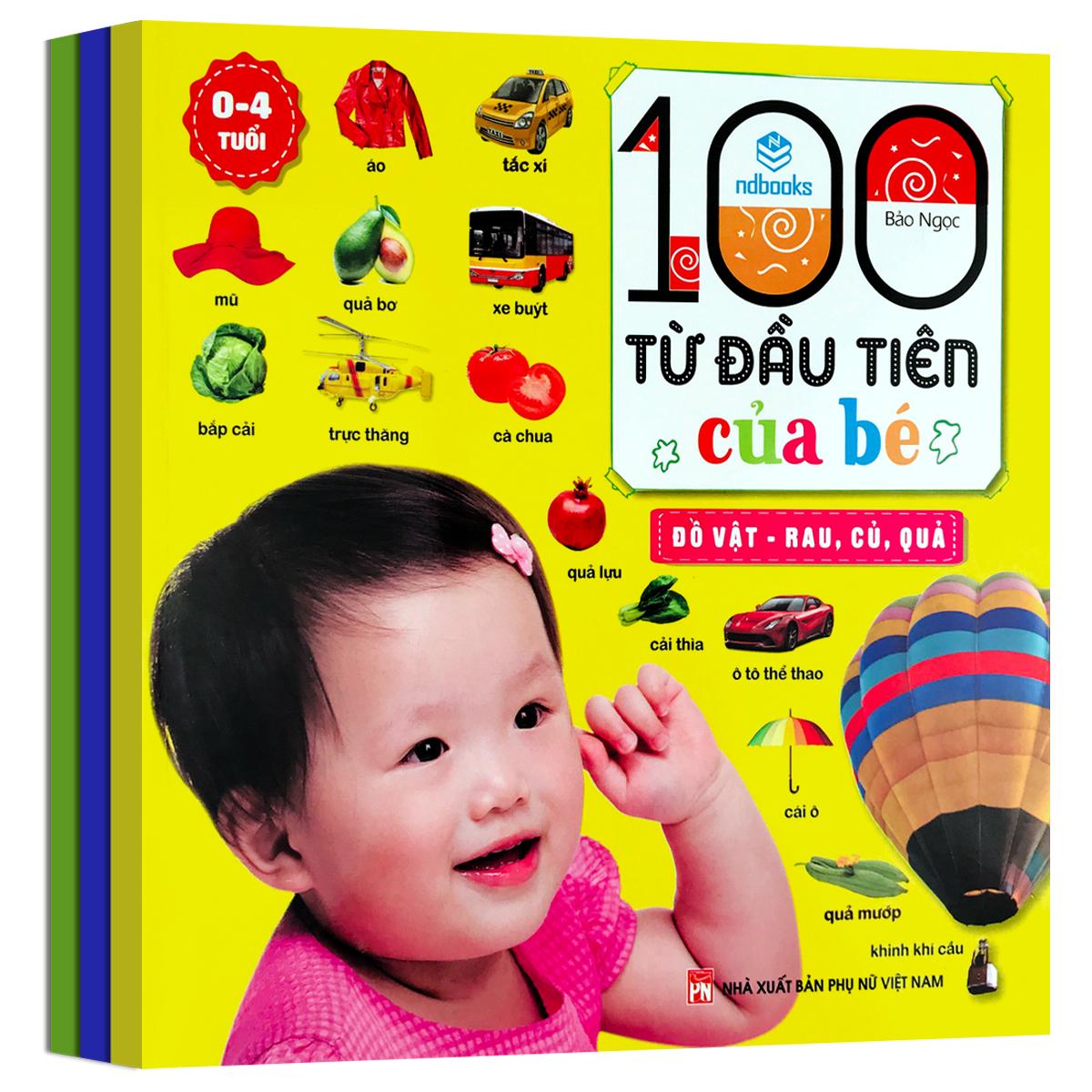 Sách 100 Từ Đầu Tiên Của Bé - Gia Đình Của Bé + Các Loài Vật + Đồ Vật, Rau, Củ, Quả (Bộ 3 quyển, lẻ tùy chọn bìa mềm)