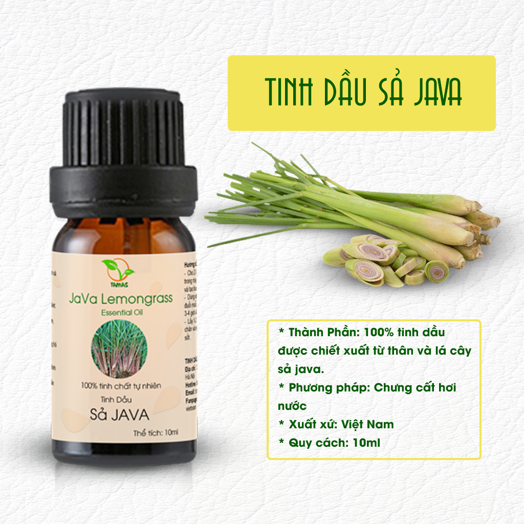 Tinh dầu Sả Java TAMAS nguyên chất 10ml, xông phòng đuổi muỗi, kháng khuẩn mùa dịch bảo vệ sức khỏe gia đình ,an toàn cho cả mẹ và bé.
