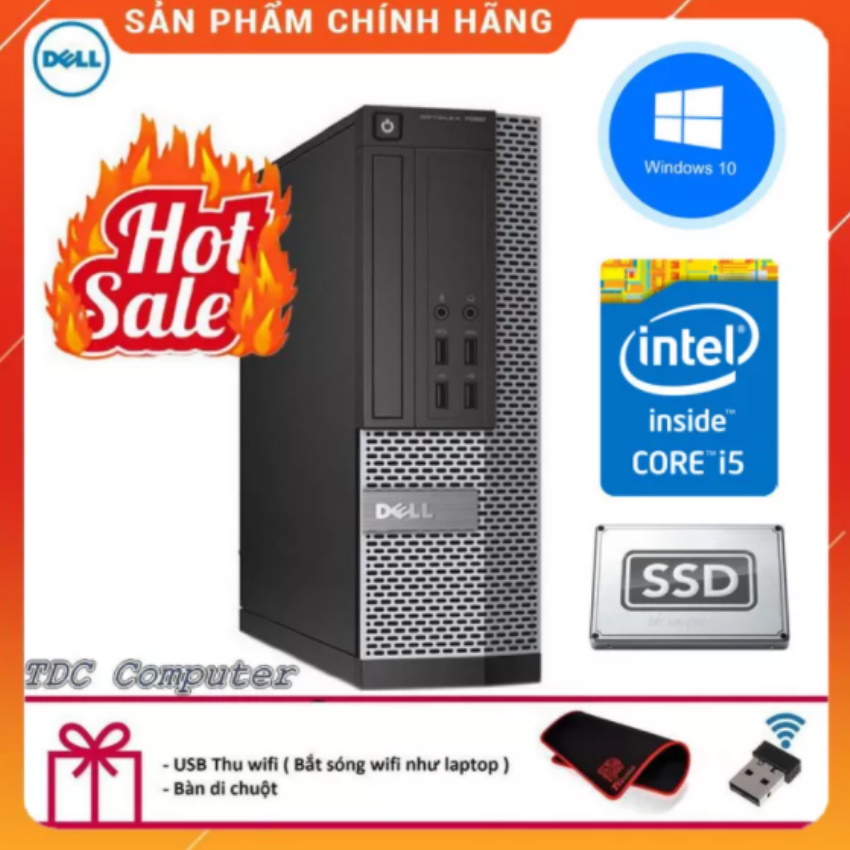 [Trả góp 0%]Case máy tính để bàn Dell Optiplex 7020 SFF; Intel Core i5 4570, ram 8GB, Ổ cứng SSD 480GB. Hàng Nhập Khẩu.Tặng Bàn Di Chuột và USB Thu Wifi.Bảo hành 1 năm [ máy tính đồng bộ dell ]