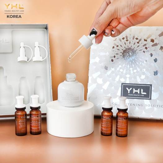 Bộ tinh chất dưỡng da chuyên sâu YHL cho các nàng ,dưỡng trắng, tinh chất EGCGYHL EGCG Whitening Booster Essence 30ml và YHL EGCG Whitening Booster Ampoule 10ml x 4 lọ Hàn Quốc