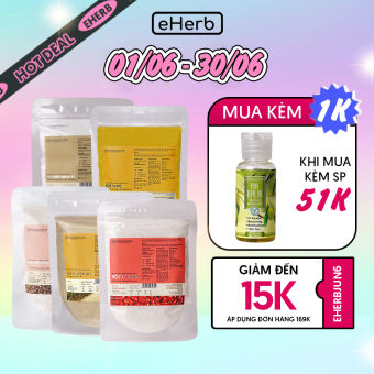 Combo 5 Bột Đắp Mặt Nạ Siêu Trắng Da: Cám Gạo, Yến Mạch, Đậu Đỏ, Khoai Tây, Nghệ MILAGANICS (100g/ Túi) - ẹHerb
