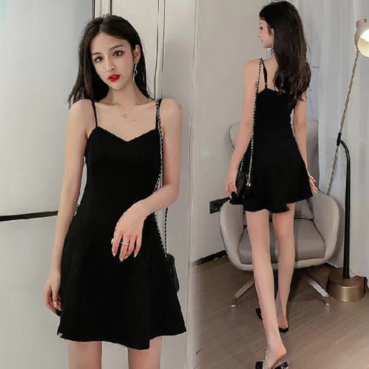 Váy đen nhung cổ điển kiểu Pháp dành cho nữ mùa thu đông mới mỏng váy xếp  li lưng cao chống lộ Váy chữ A