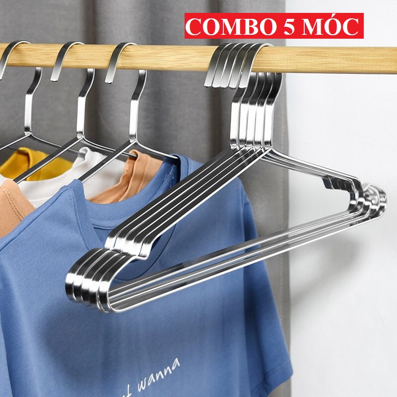 RẤT DÀY - Móc Treo Phơi Quần Áo Inox 304  Chống Trượt - combo 5 cái - DÀI 45cm