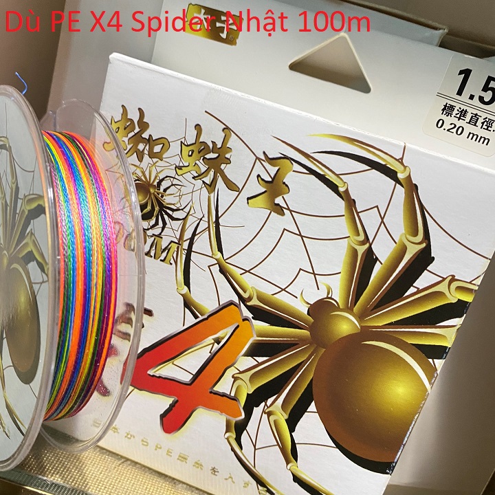 Dây dù câu cá pe x4 spider nhật 100m