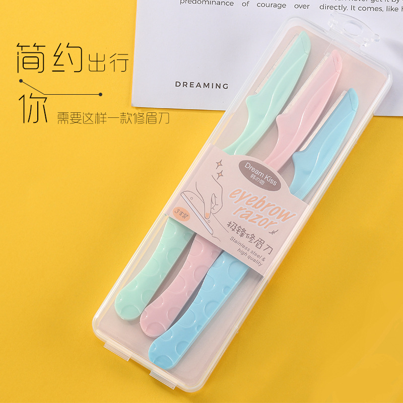 Bộ cạo mày 3 cây hộp nhựa Dream Kiss tiện lợi dễ sử dụng