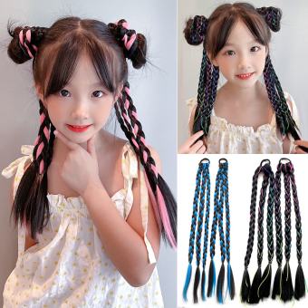 Trẻ Em bím tóc xoắn Tóc Mở Rộng Màu Đen Nâu tóc hồng Tổng Hợp đai co giãn duyên dáng dây buộc tóc Bím Tóc Đuôi Ngựa cô gái