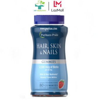 Kẹo dẻo đẹp da, tóc, móng Hair, Puritan's Pride Skin & Nails Gummies 80 Viên