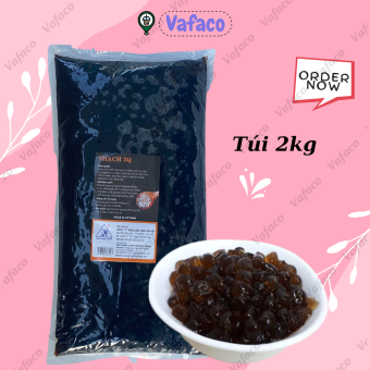 Thạch 3Q Đen Hạt Trơn Vị Caramel Quốc Hưng Túi 2kg - Hạt dai giòn, sử dụng liền, Topping trà sữa siêu ngon