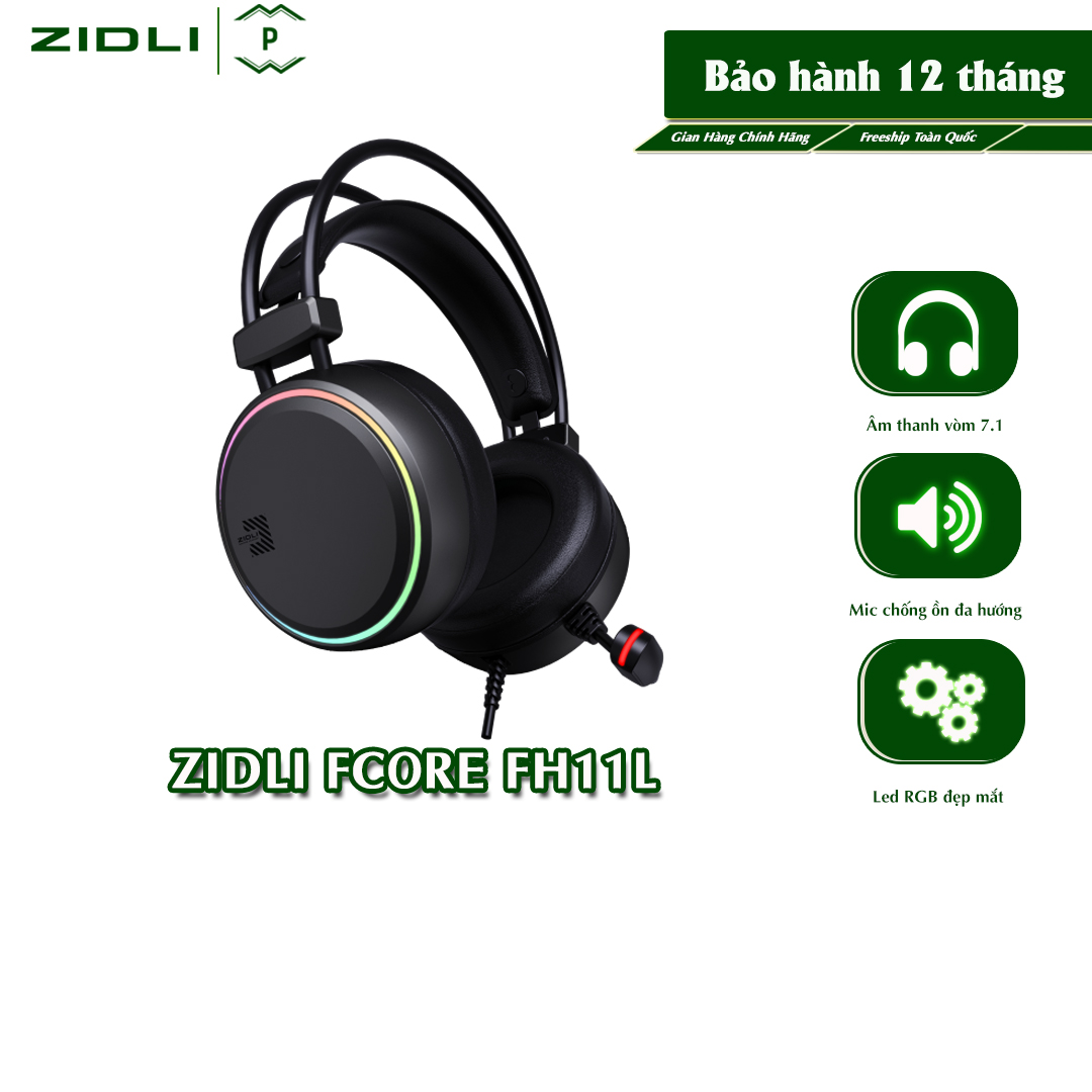 Tai nghe trùm đầu Gaming Zidli FCORE FH11L,âm thanh vòm 7.1,màng loa 50mm