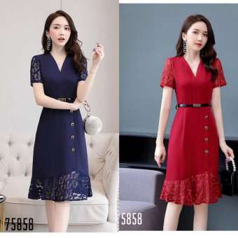 ĐẦM SUÔNG DỰ TIỆC PHỐI REN KÈM THẮT LƯNG SIÊU DỄ THƯƠNG