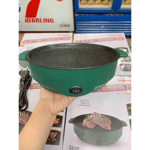 Bếp Nướng Bằng Điện Kiểu Hàn Quốc, Chảo Nướng Thịt, Chiên Rán Chống Đa Năng Kích Thước 24cm