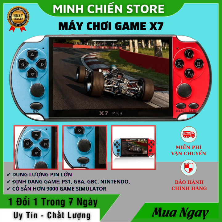 Máy chơi game cầm tay X7 màn hình 4.3 inch 8gb có 9000 game , chơi game , xem phim , nghe nhạc , đọc sách , máy chơi game 4 nút , máy chơi gamer điện tử , máy chơi game mini , máy chơi game psp