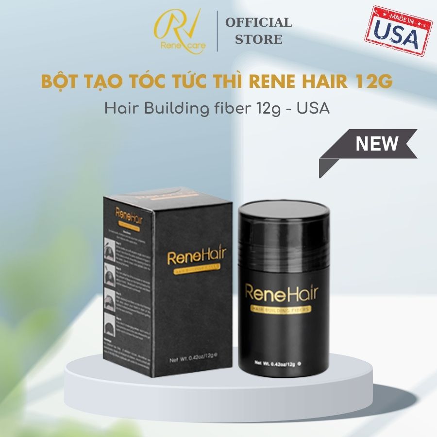 [CHÍNH HÃNG] Bột tạo dày tóc Rene Hair 12g [Giải pháp mỹ phẩm tức thời để che dấu vùng tóc mỏng, ít hay hói] - USA