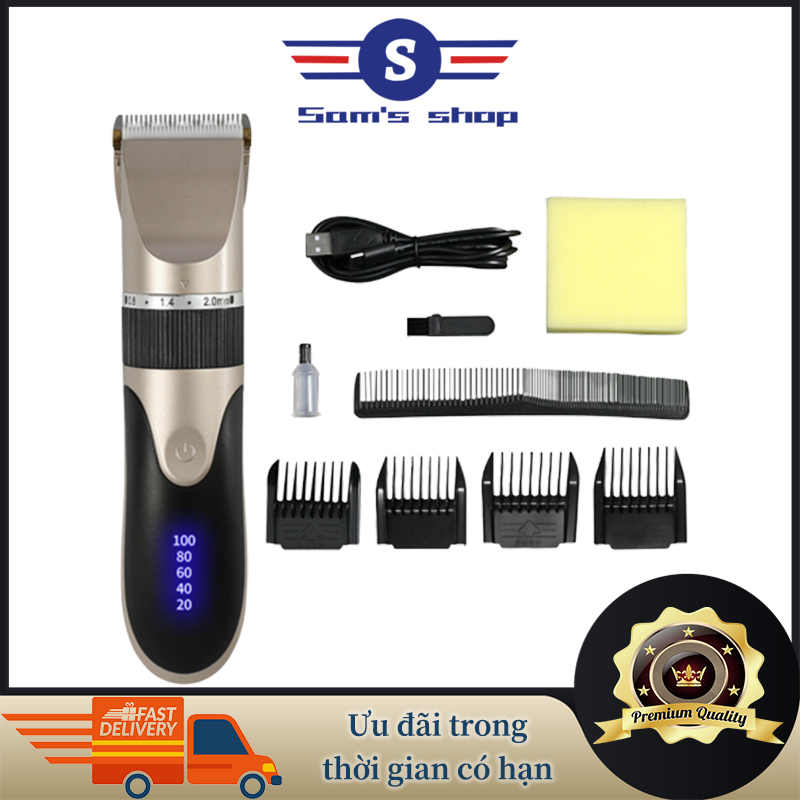 tông đơ cắt tóc Professional Hair Clipper Low Noise USB Rechargeable Hair Trimmer Men Electric Haircut Ceramic Head Barber Machine for Child and Adults