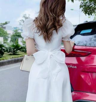Đầm Tiểu Thư Chất Voan Chiffon Phối Nơ Sau
