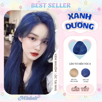 Thuốc nhuộm tóc xanh, thuốc nhuộm tóc Xanh Dương, tặng kèm oxy trợ dưỡng và bao tay