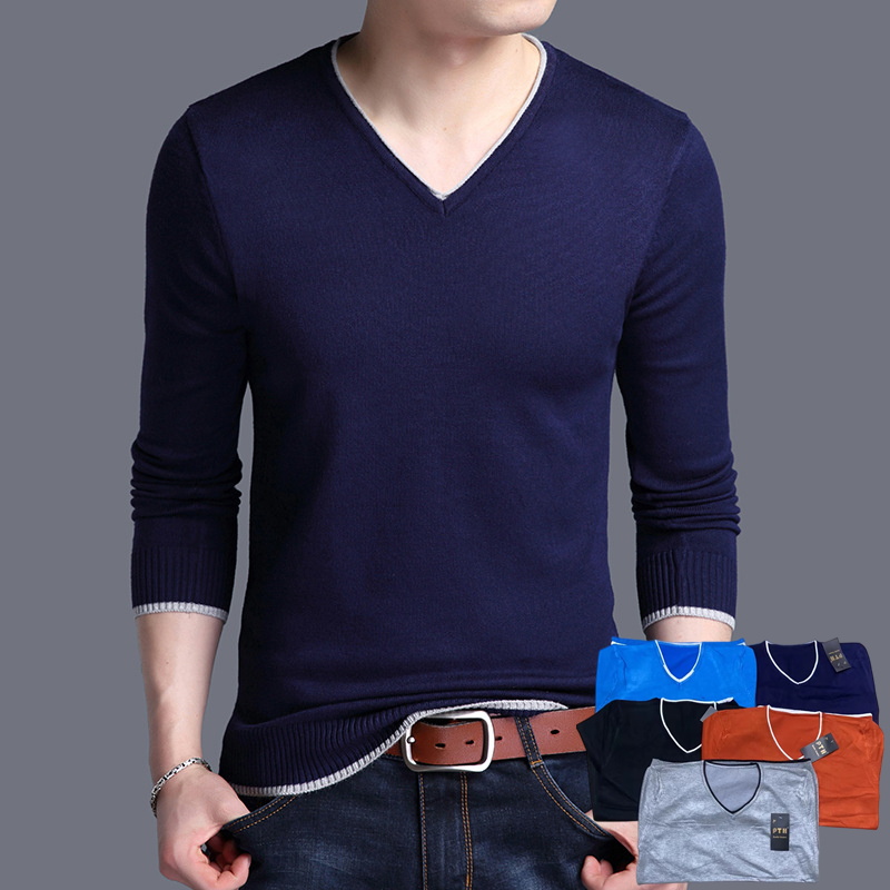 02201 Men pullover long sleeve shirt korean fashion high quality