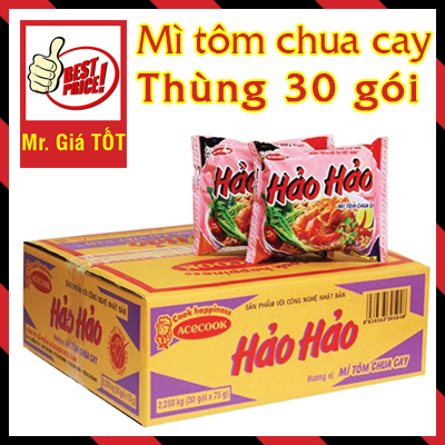 Mì Hảo Hảo vị tôm chua cay - Thùng 30 gói 75g [Mr. Giá TỐT]