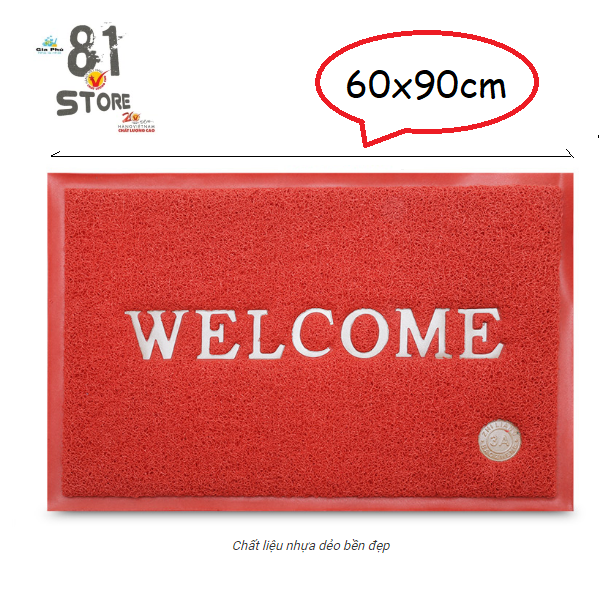 (90x60cm) Thảm WELCOME nhựa chống trơn trượt cao cấp Gia Phú