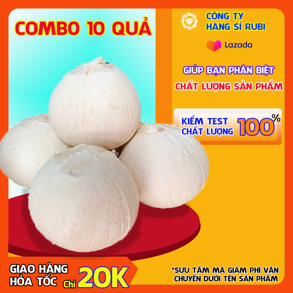 Combo 10 quả dừa xiêm Bến Tre gọt trọc, dừa tươi gọt vỏ - Siêu ngọt - Chuẩn dừa xiêm Bến Tre