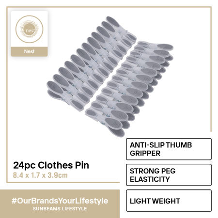 Nest Design Lab Clothes Pin 24pcs PP Premium Durable | Heavy duty | Amazing Gift Idea For Any Occasion!