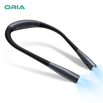 ORIA Đèn Đọc Sách Đeo Cổ Đèn Đọc Sách Có Thể Sạc Lại Để Đọc Sách Trên Giường Để Đi Du Lịch Chạy Bộ Ban Đêm Với 3 Màu Và 3 Tay Uốn Cong Có Thể Điều Chỉnh Độ Sáng, Bền Lâu